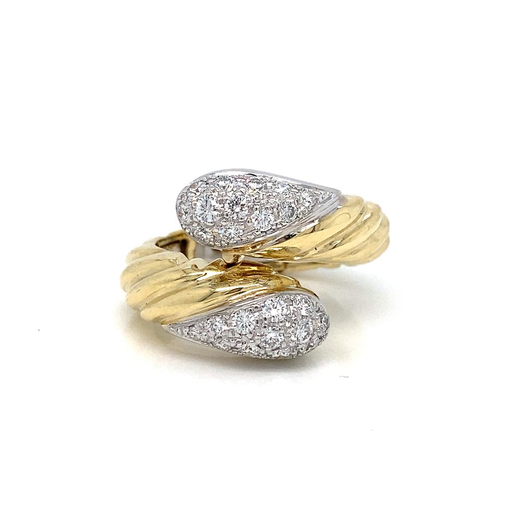 Sal Praschnik 0.66 CTW Round Diamonds 18K Yellow Gold Hinged Ring
