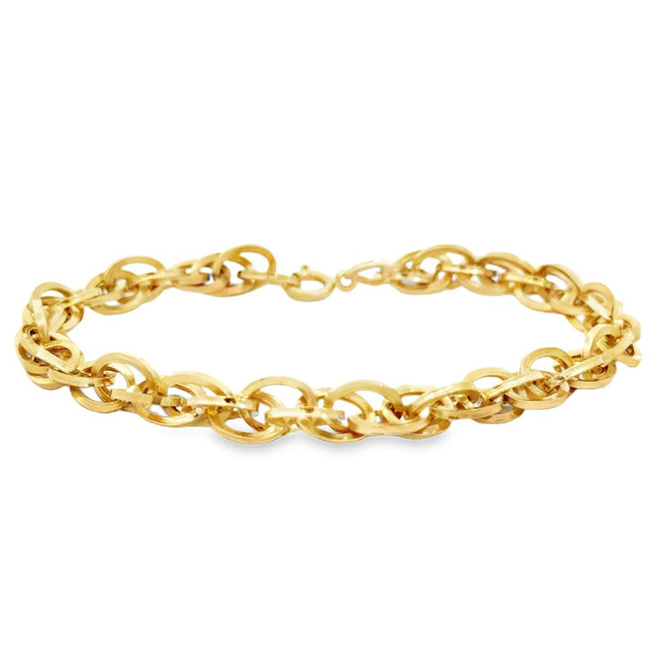 18K Yellow Gold 6.5mm Charm Link Bracelet – 7.5"