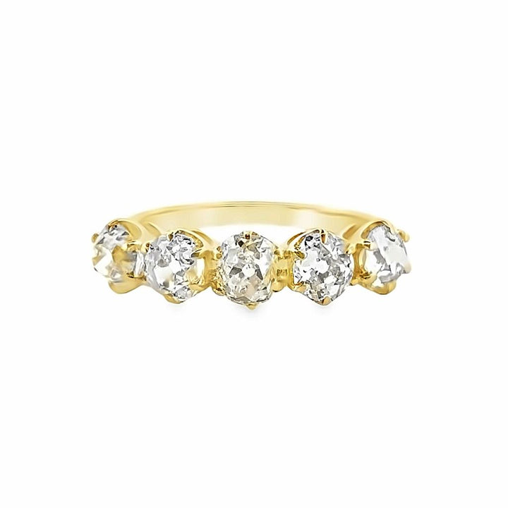 2.45 CT Old Mine Cut Diamond Ring 18K Yellow Gold