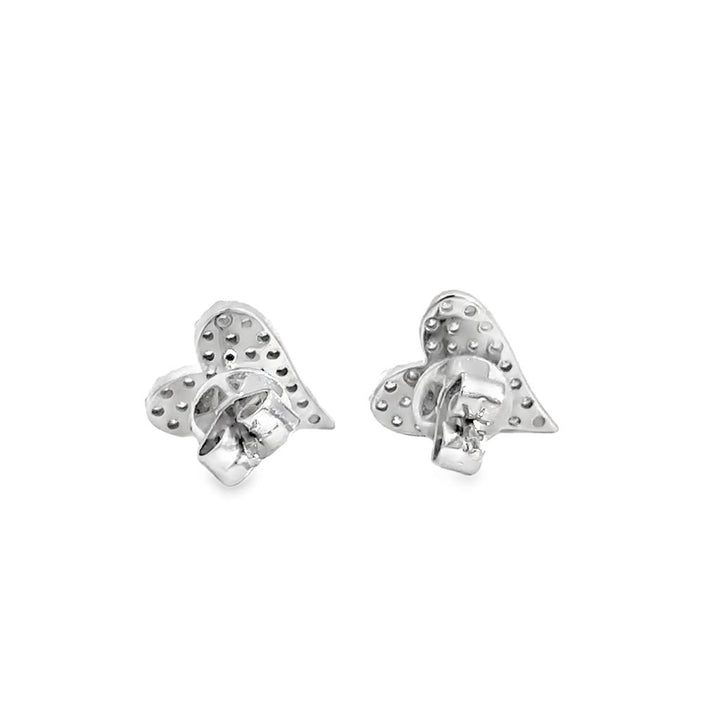 0.61 CTW Diamond Pavé Heart Stud Earrings in 14K White Gold