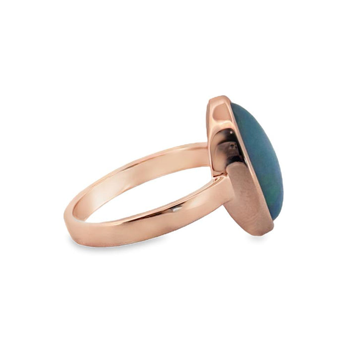 2.79 CT Ethiopian Opal 14K Rose Gold Bezel-Set Oval Ring