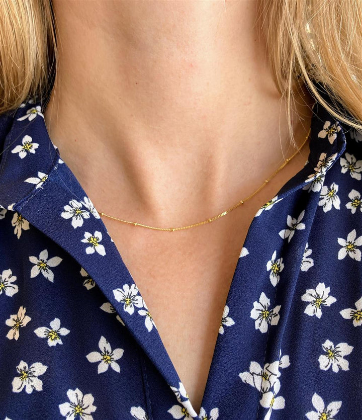 14K Yellow Gold 2.50mm Diamond Cut Curb Chain with Beads,