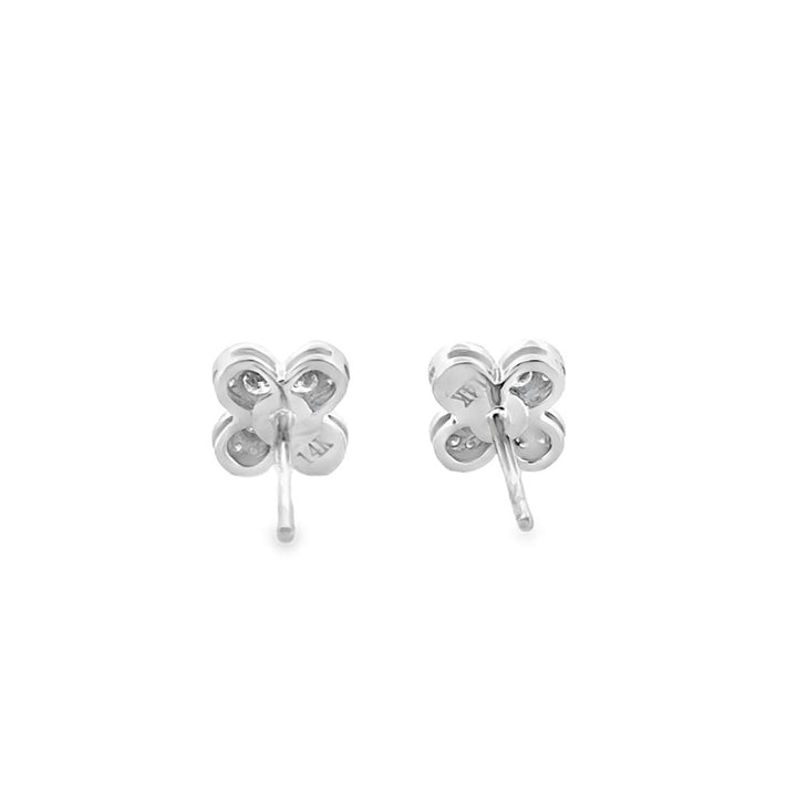 1.20 CTW Diamond 14K White Gold Floral Stud Earrings – 7.5mm