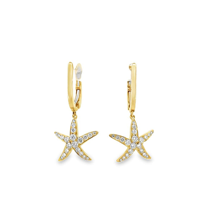 Doves 0.52 CTW Diamond 18K Yellow Gold Starfish Drop Earrings