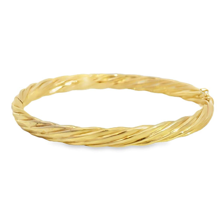 Pre-Owned 14K Yellow Gold 6.3mm Hinged Twisted Design Bangle Bracelet