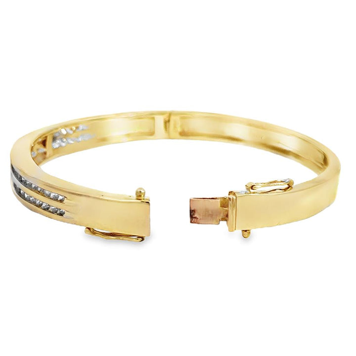 1.00 CTW Diamond 14K Yellow Gold Bangle Bracelet – 6mm Wide