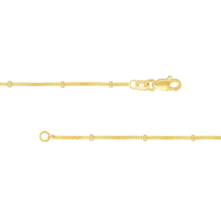 14K Yellow Gold 2.50mm Diamond Cut Curb Chain with Beads,