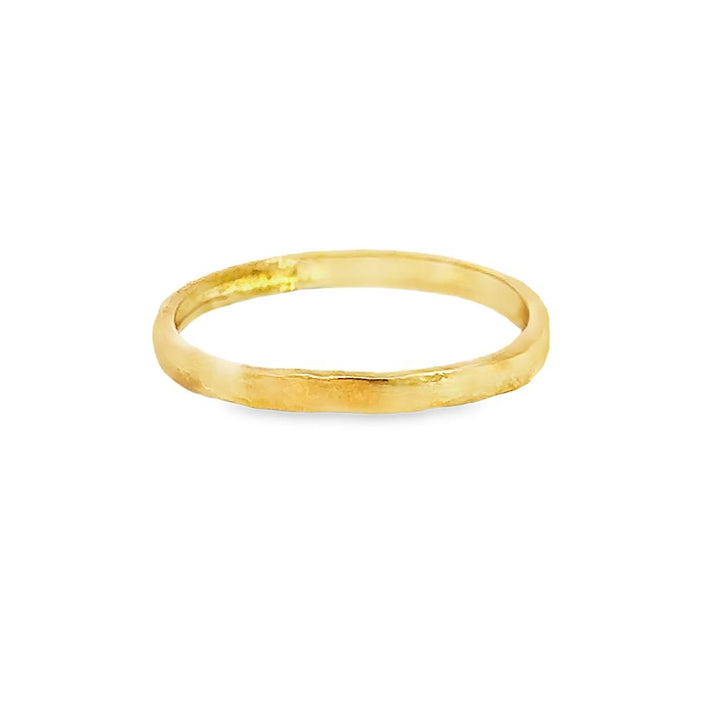 22K Yellow Gold Textured Flat Band Ring – 2mm