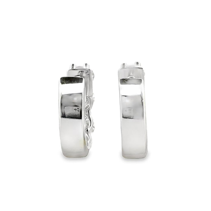 1.65 CTW Diamond Hoop Earrings, 14K White Gold, 14mm