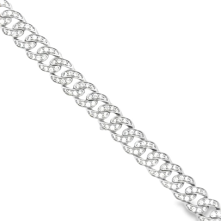 4.64 CTW Diamond Cuban Chain Men's Bracelet in 14K White Gold