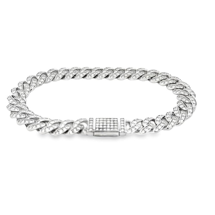 4.64 CTW Diamond Cuban Chain Men's Bracelet in 14K White Gold
