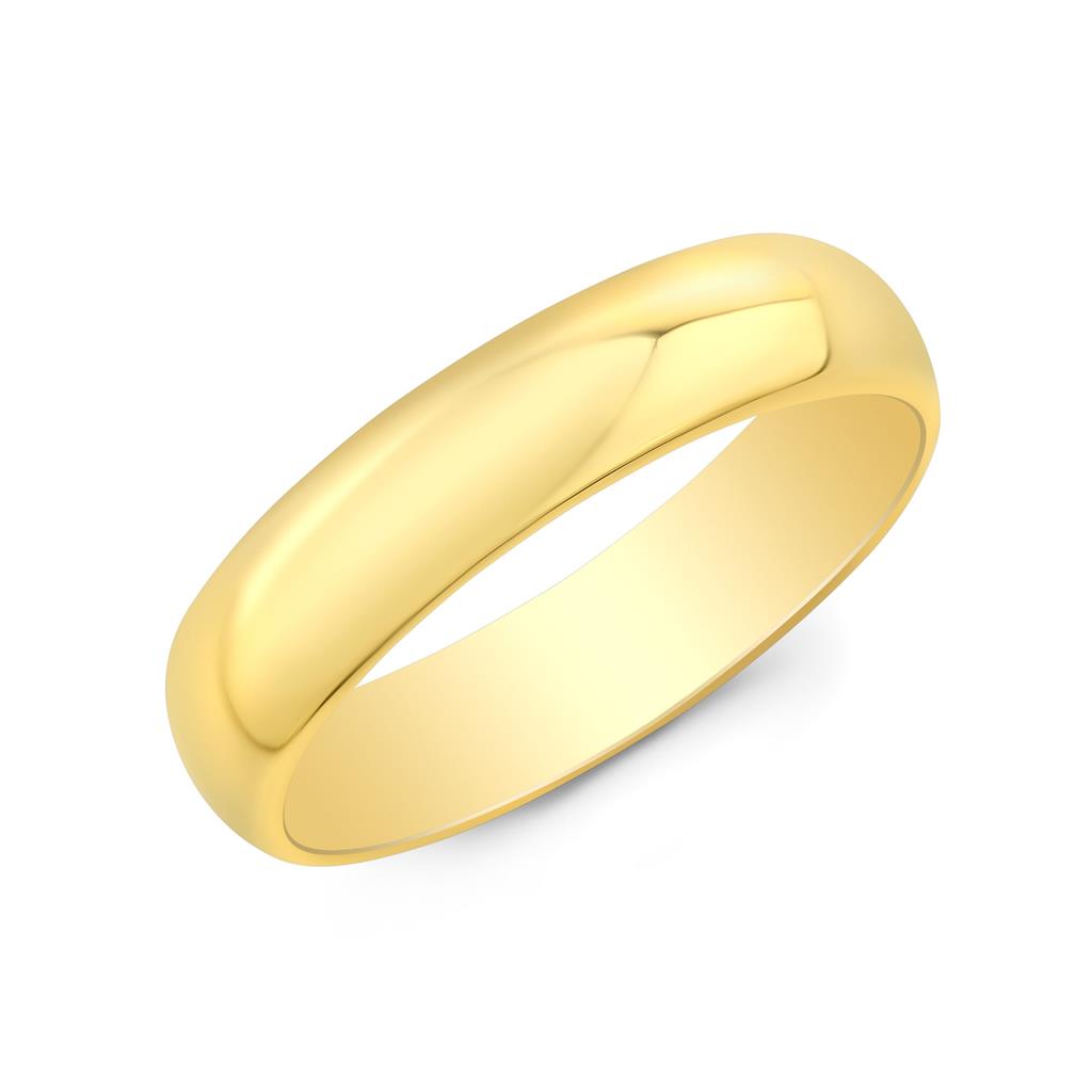 18K Yellow Gold Men's Wedding Band - Satin Finish, 5mm Width