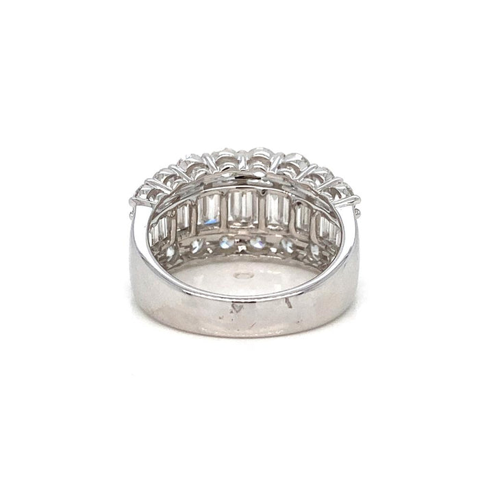3.09 CTW Round and Baguette Diamond 18K White Gold Ring