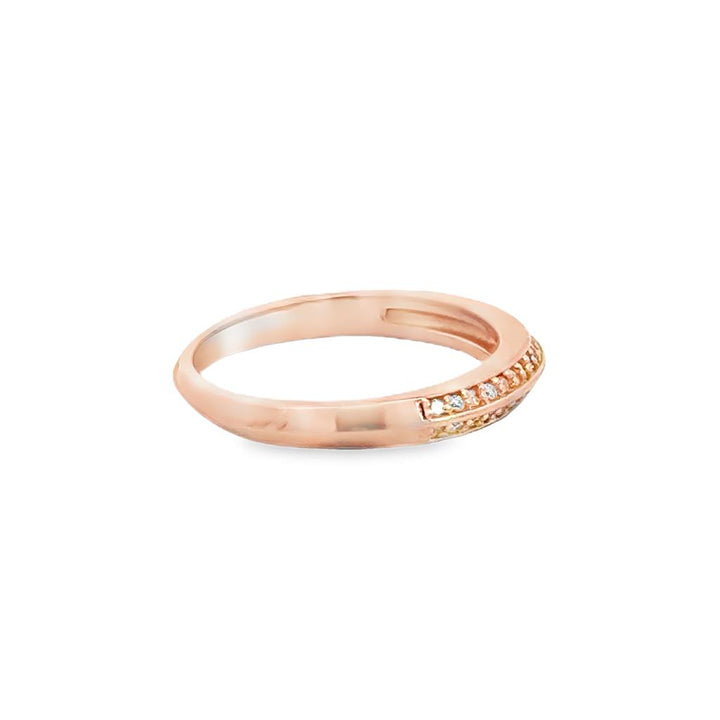 0.19 CTW Diamond Double Row Band Ring 14K Rose Gold – Size 6.5