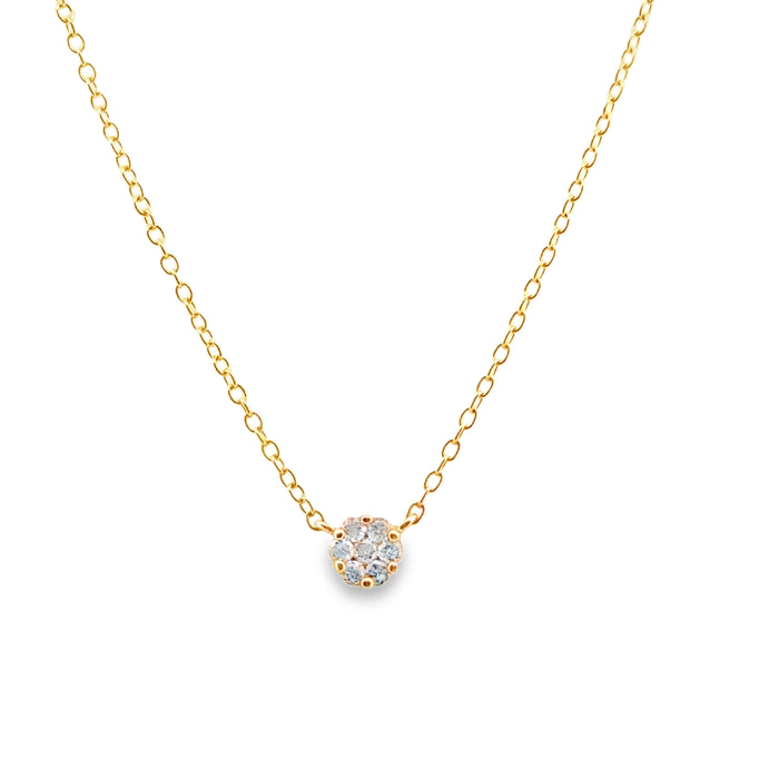 0.12 CTW Round Diamond Mini Cluster Necklace in 14K White Gold