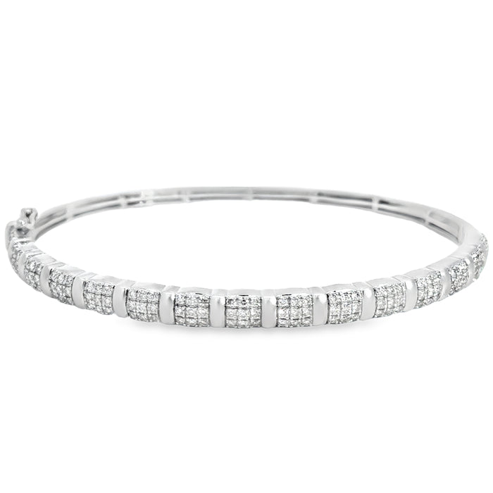 1.00 CTW Fancy Diamond Bangle Bracelet in 14K White Gold