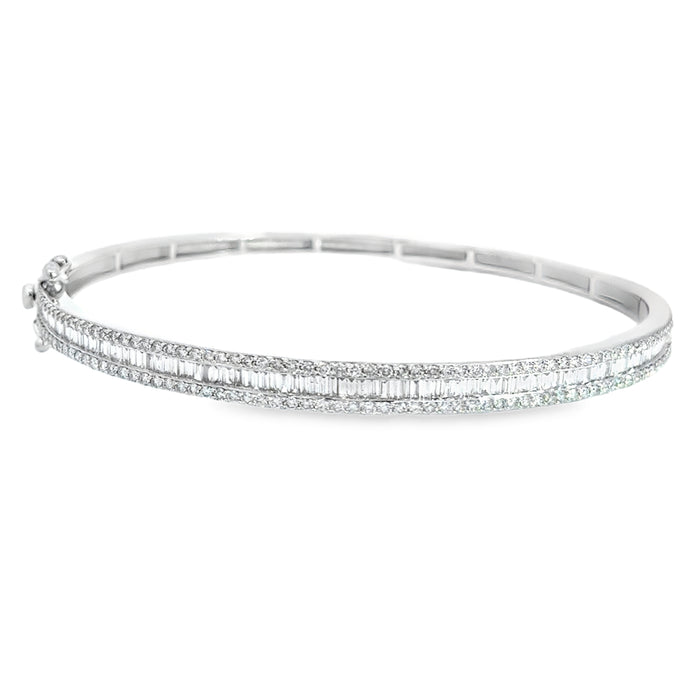 1.75 CTW Baguette and Round Diamond Bracelet in 14K White Gold