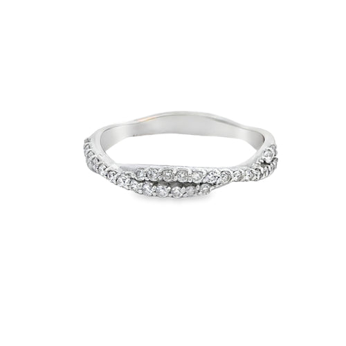 0.25 CTW Diamond Twisted Band, 14K White Gold
