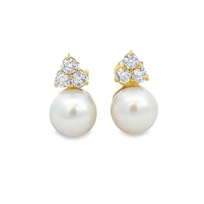 0.53 CTW Diamond & 9mm Akoya Pearl 14K Yellow Gold Earrings