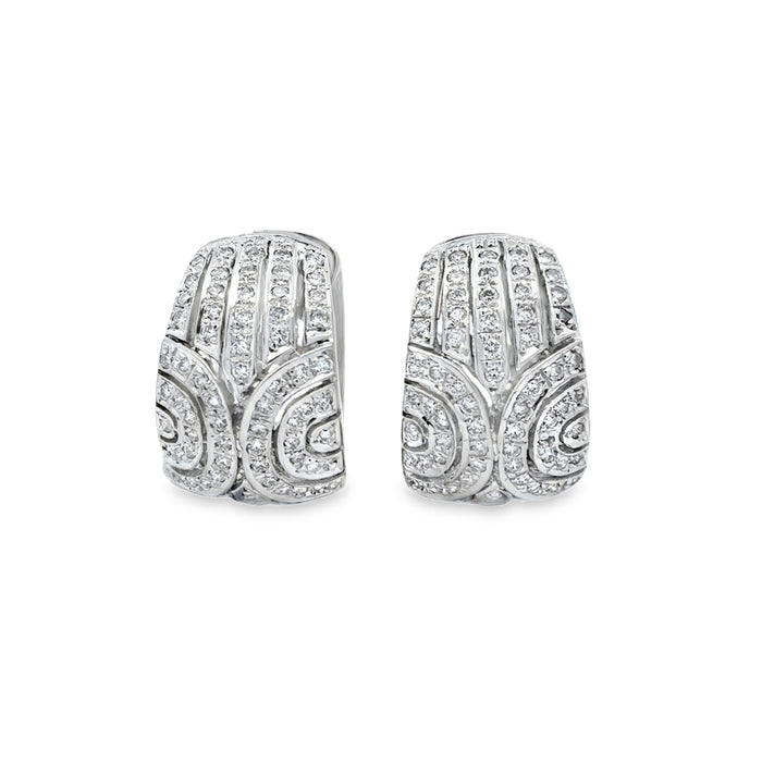 1.30 CTW Diamond 19mm 14K White Gold Hoop Earrings