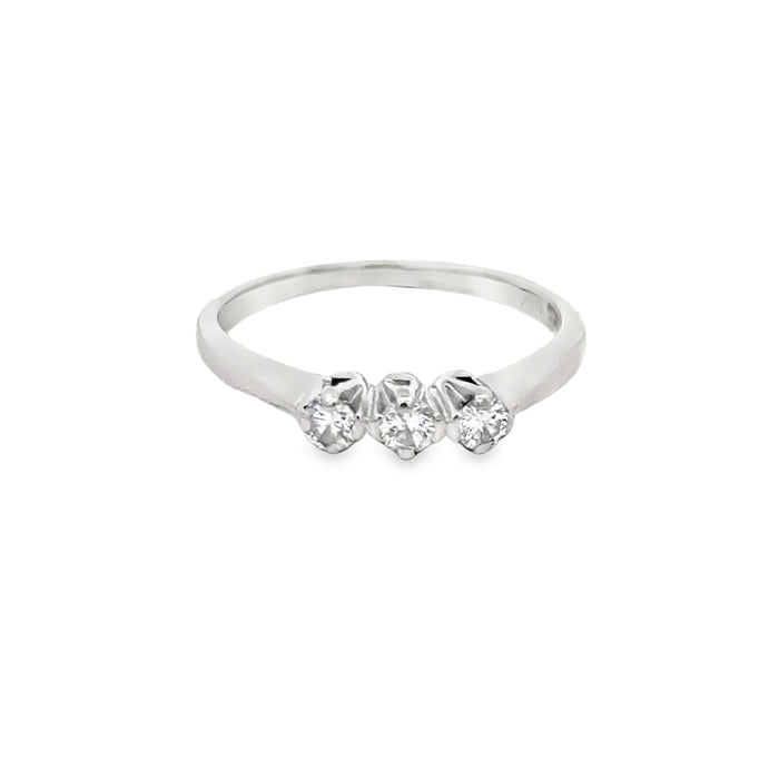 0.18 CTW Diamond Three-Stone Ring 14K White Gold, 2mm Band