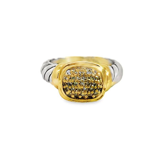 Pre-Owned David Yurman 0.20 CTW Diamond Two-Tone 18K Yellow Gold & Sterling Silver Ring