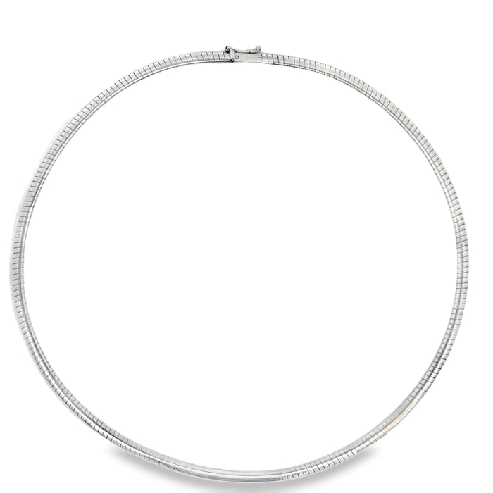 14K White Gold Omega Chain Necklace – 3.3mm