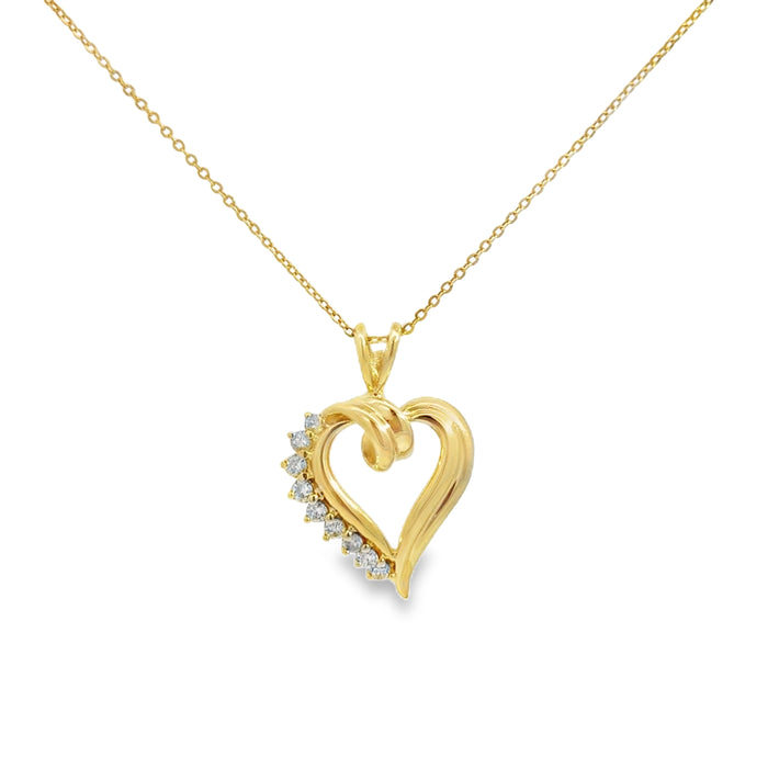 0.25 CTW Diamond 14K Yellow Gold Heart Pendant Necklace