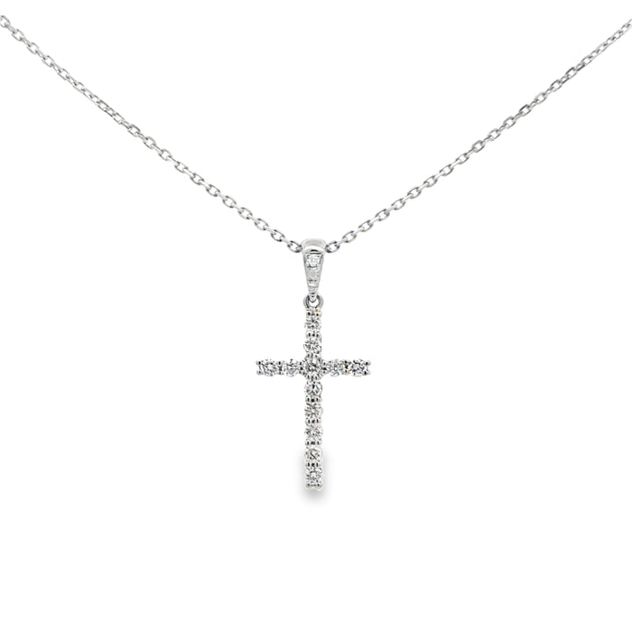 0.23 CTW Diamond 14K White Gold Cross Pendant Necklace