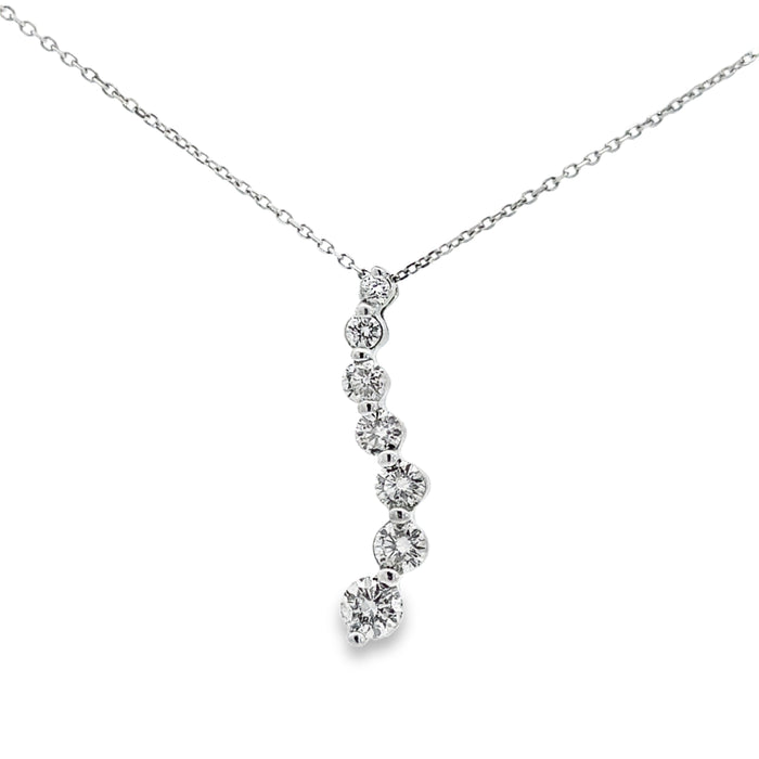 0.70 CTW Diamond Drop Pendant Necklace 14K White Gold