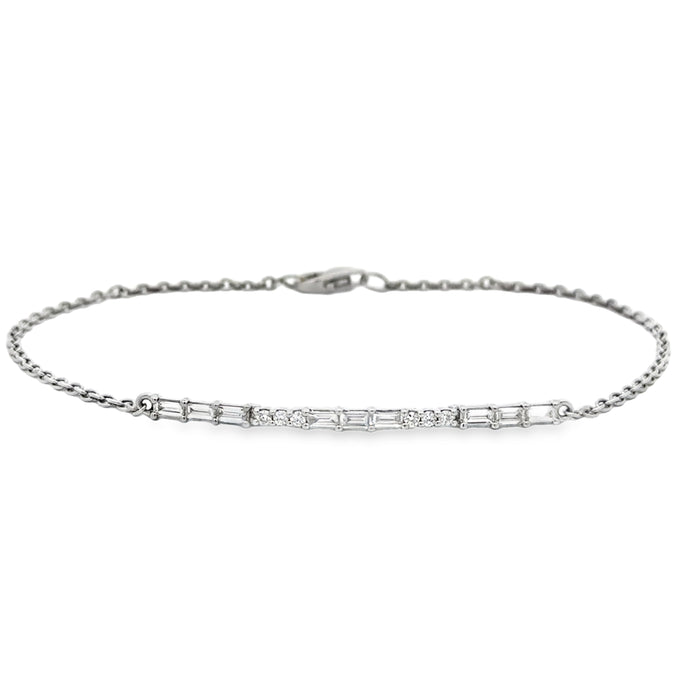 0.40 CTW Diamond Baguette and Round Bracelet 14K White Gold