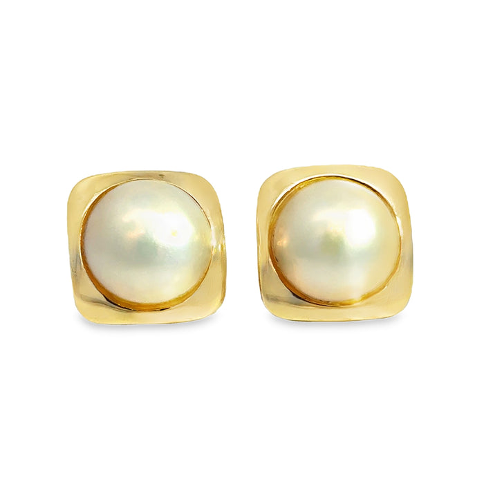 15.5MM Mabe Pearl 14K Yellow Gold Stud Earrings