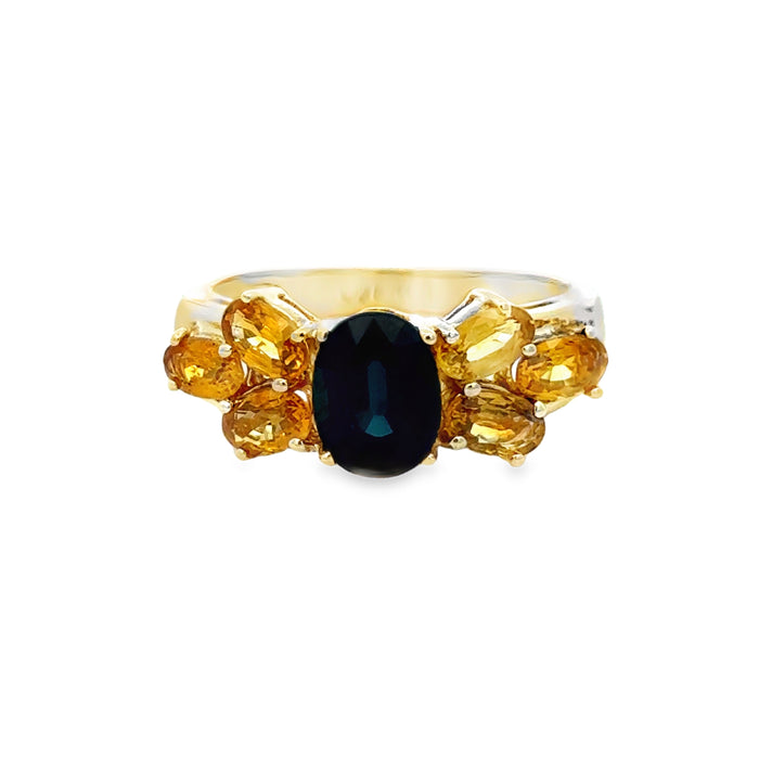Yellow & Blue Sapphire 14K Yellow Gold Ring