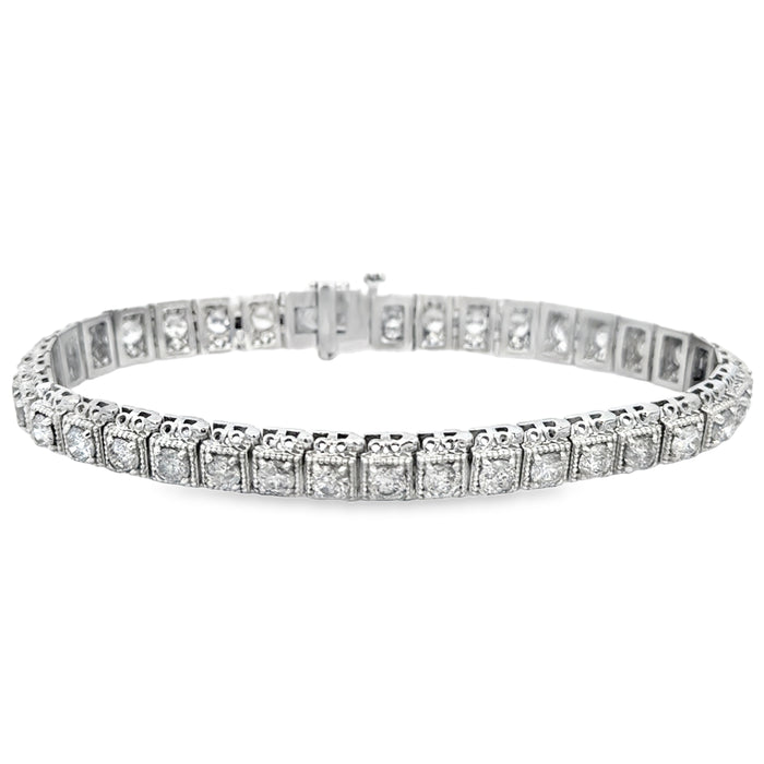 6.30 CTW Diamond 14K White Gold Milgrain Bracelet