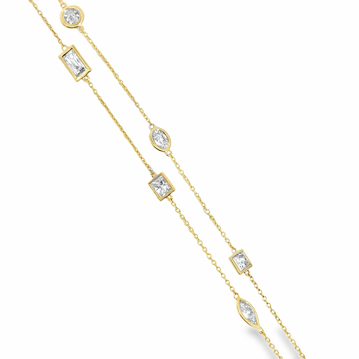 4.15 CTW Diamond 18K Yellow Gold Station Necklace