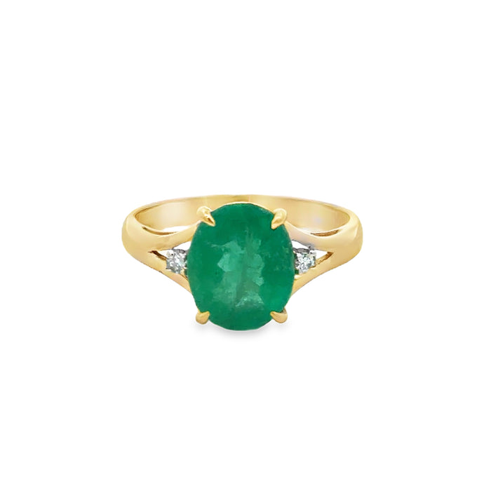 2.41 CT Emerald & Diamond 14K Yellow Gold Ring
