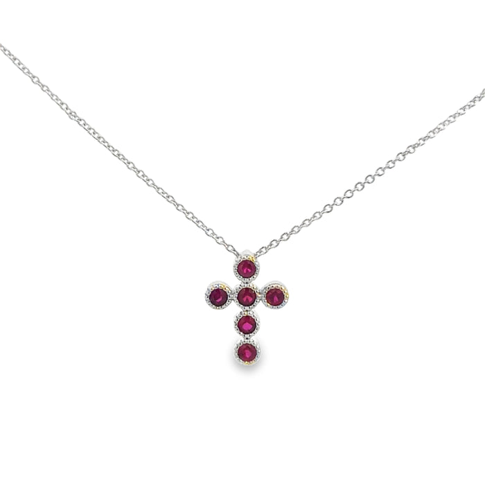 0.22 CTW Ruby 14K White Gold Cross Necklace