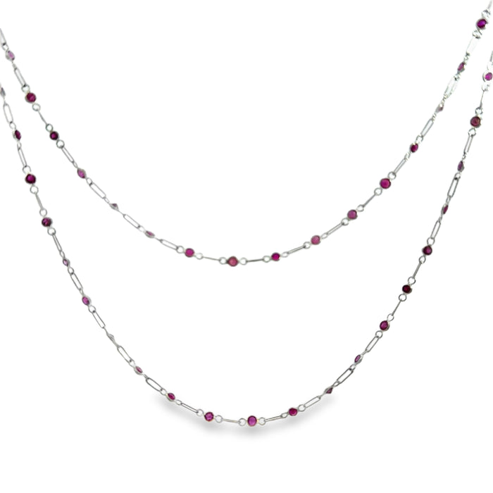 5.50 CTW Ruby Platinum Chain Necklace