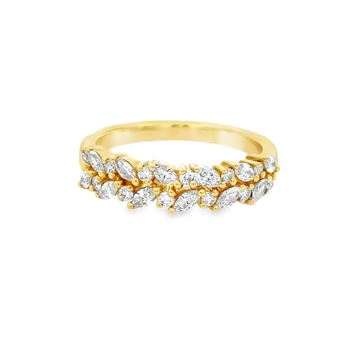 0.61 CTW Diamond Marquise Double Band Ring in 14K Yellow Gold