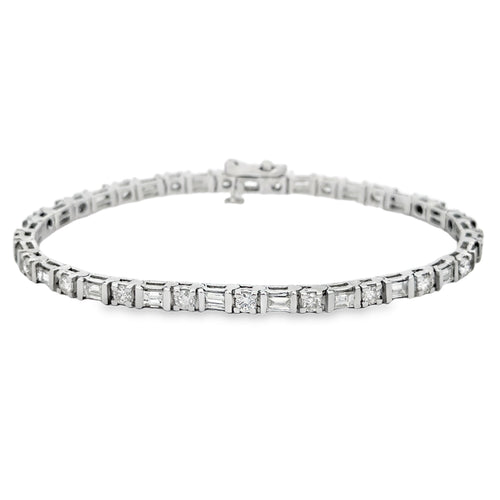 3.75 CTW Diamond 18K White Gold Tennis Bracelet