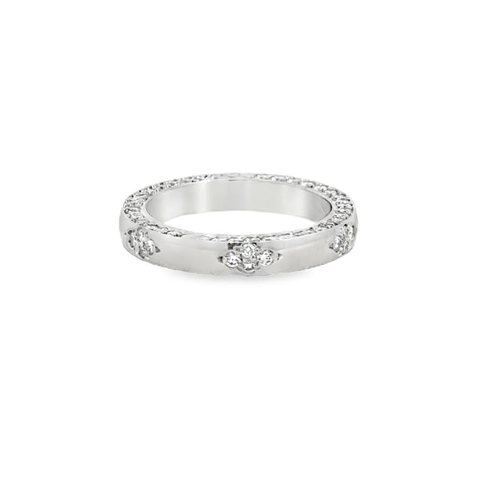 1.50 CTW Diamond Platinum Floral Motif Band Ring – 3.5mm