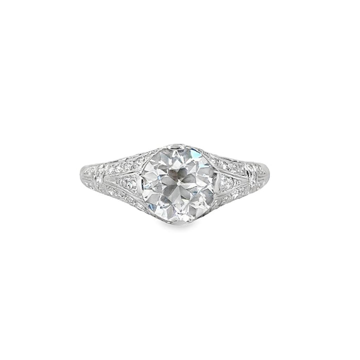 1.51 CT Art Deco Diamond Platinum Engagement Ring GIA