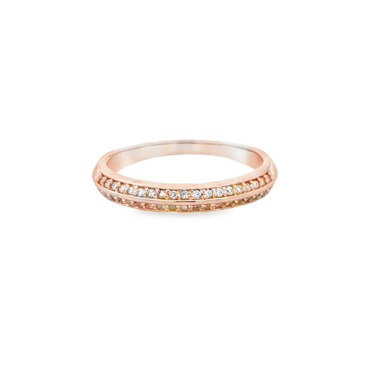 0.19 CTW Diamond Double Row Band Ring 14K Rose Gold – Size 6.5