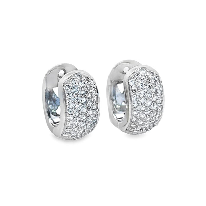 1.20 CTW Diamond Pavé Hoop Huggie Earrings 14K White Gold – 16mm