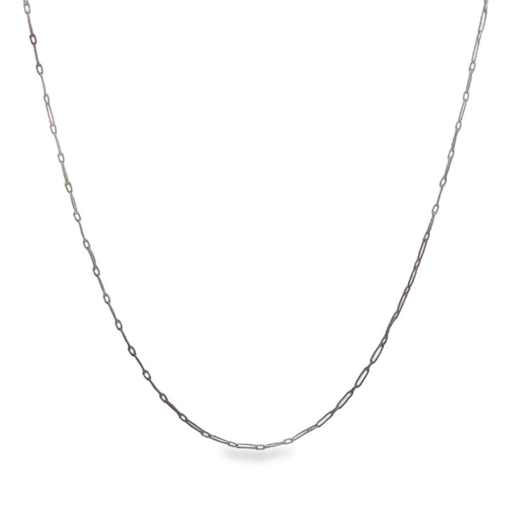 Handmade Platinum Elongated Link Chain Necklace – 1.3mm Wide