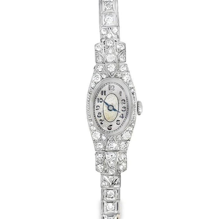 Vintage Platinum Diamond Ladies Watch – 1.50 CTW, Quartz Conversion