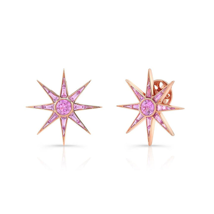Robert Procop 2.40 CTW Light Pink Sapphire 18K Rose Gold Starburst Earrings