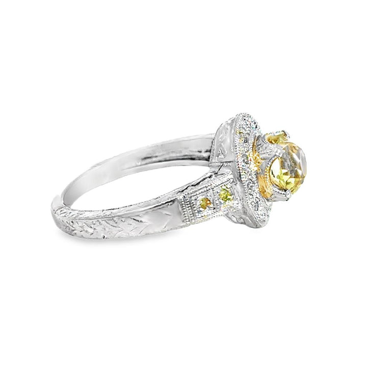 1.06 CT Yellow Sapphire & 0.20 CTW Diamond 14K White Gold Halo Ring