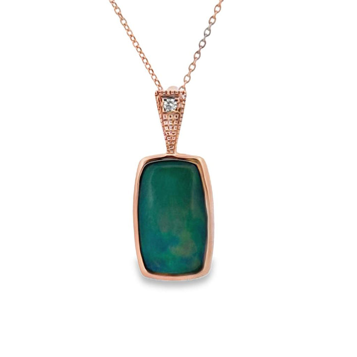 3.40 CT Ethiopian Opal & 0.03 CT Diamond 14K Rose Gold Pendant Necklace