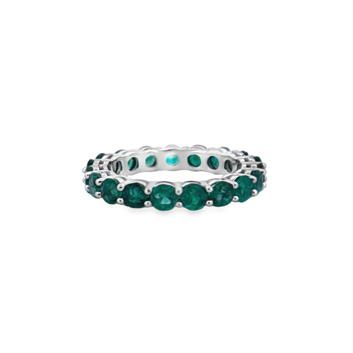 Emerald Eternity Band 14K White Gold, 3.3mm Wide